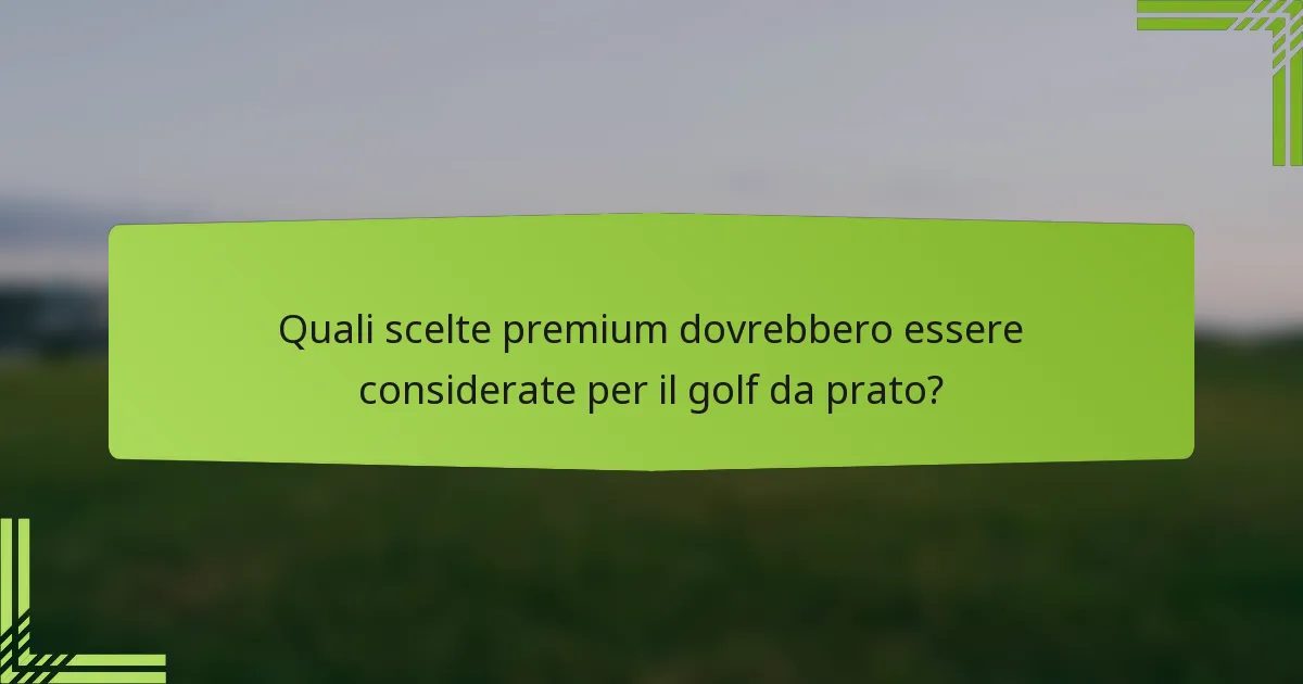 Quali scelte premium dovrebbero essere considerate per il golf da prato?