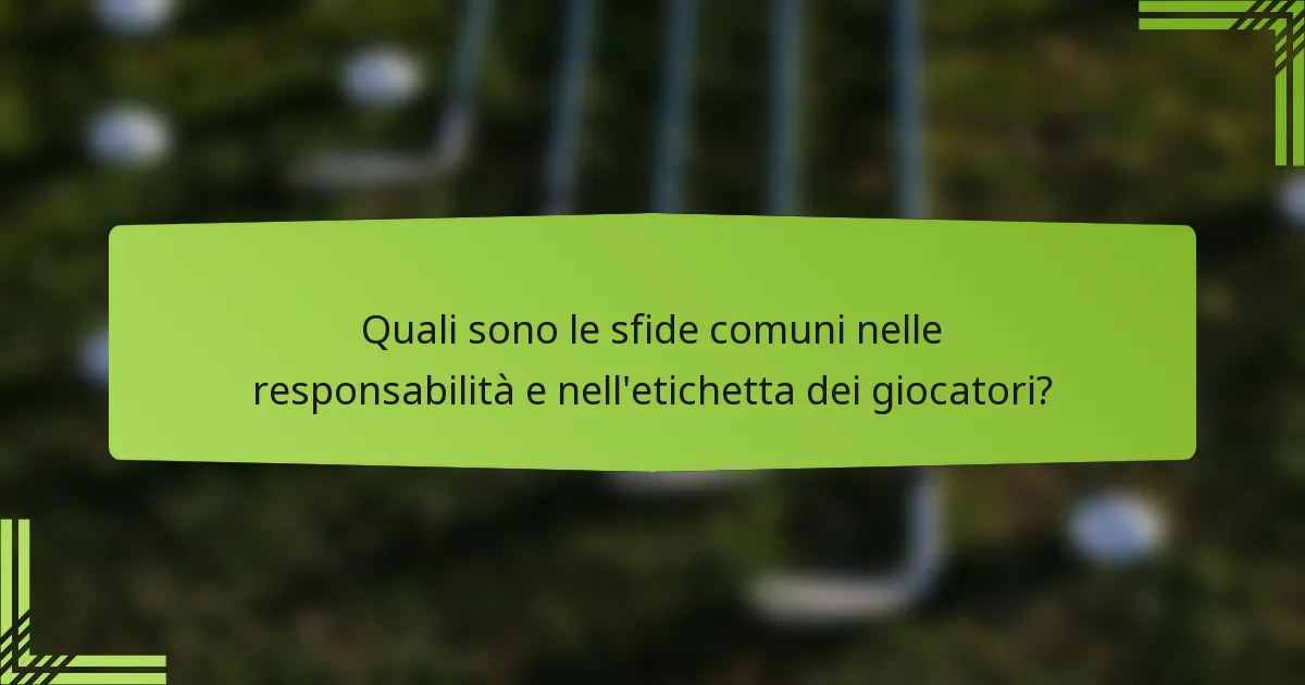 Quali sono le sfide comuni nelle responsabilità e nell'etichetta dei giocatori?