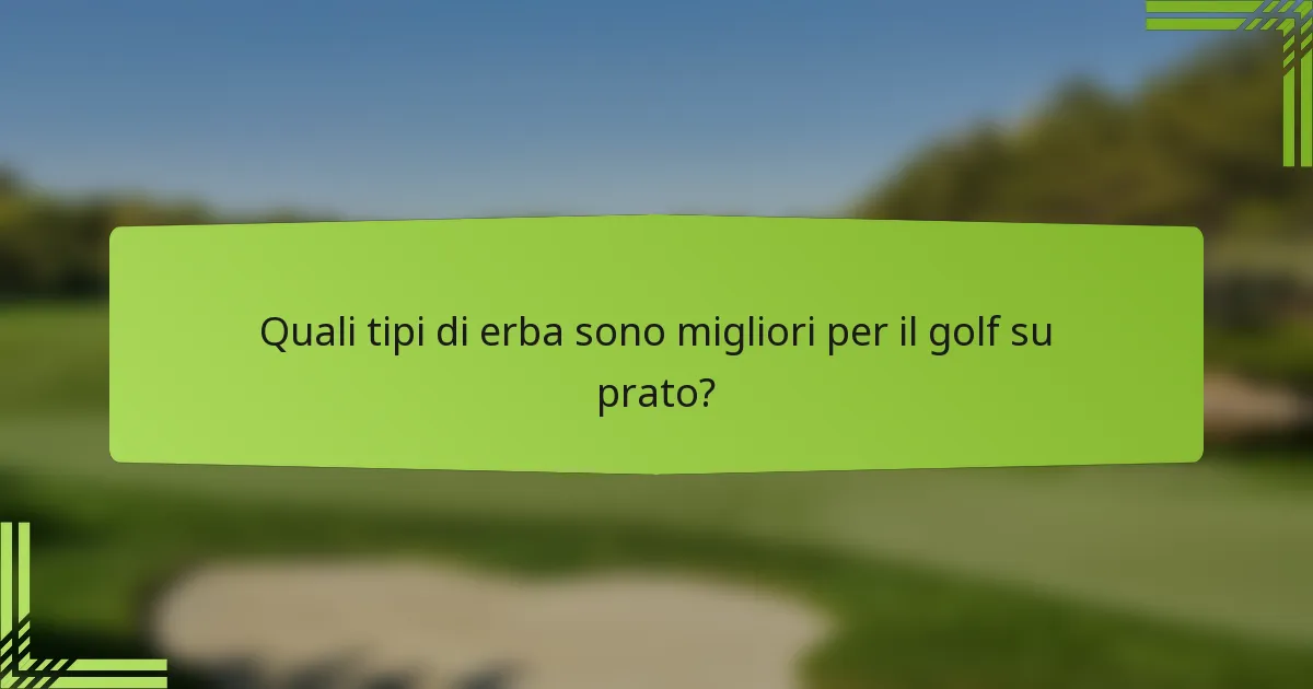 Quali tipi di erba sono migliori per il golf su prato?